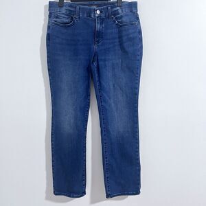 NYDJ Women's Jeans Size PM Blue Sheri Slim Lift Tuck Mid Rise Denim Modern